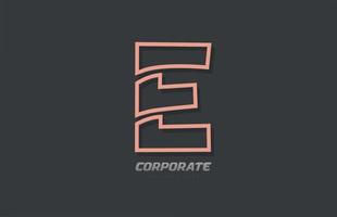 E alphabet letter line company business brown grey logo icon design vector