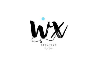 wx w x vintage letter alphabet combination logo icon handwritten design for company business vector