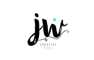 jw j w vintage letter alphabet combination logo icon handwritten design for company business vector