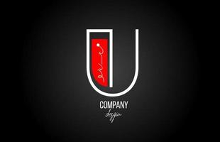 U alphabet  letter logo with floral vintage design icon in black white red for business and company vector