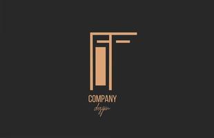 F letter logo alphabet icon with floral vintage design in brown black for company and business vector