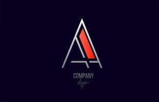 red grey A letter logo alphabet icon with line design for company and business vector