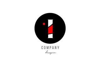 Diseño de logotipo de icono de letra del alfabeto i en blanco rojo con círculo para negocios y empresa vector