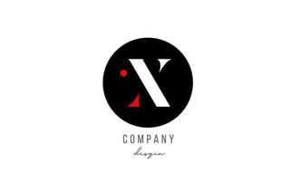 X letter alphabet icon logo design in white red with circle for business and company vector