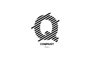 black and white Q alphabet letter logo design icon for company and business vector