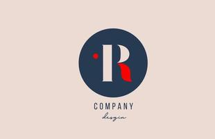 Red dot r letra alfabeto logo icono diseño con círculo azul para empresa y negocio vector
