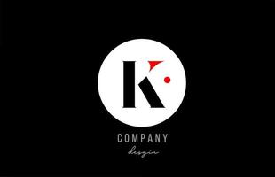 K letter alphabet logo icon design with white circle for business and company vector