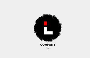 L red white black letter alphabet logo icon with grunge design for company and business vector