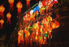 Colorful Loy krathong festival street lanterns. photo