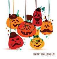 Halloween background of cheerful pumpkins. vector