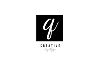 Q simple black and white square alphabet letter logo icon design for company and business vector