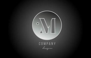 Diseño de icono de logotipo de letra del alfabeto de metal gris plata m para empresa y negocio vector