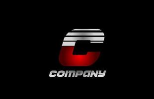 C diseño de icono de logotipo de letra del alfabeto negro gris rojo para negocios y empresa vector