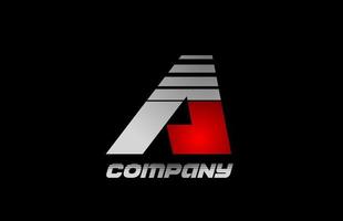 Un diseño de icono de logotipo de letra del alfabeto negro gris rojo para negocios y empresa vector