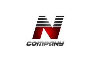 Diseño de icono de logotipo de letra del alfabeto n en color degradado gris rojo para negocios y empresa vector