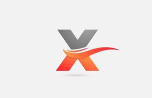 Icono de logotipo de letra del alfabeto x gris naranja para negocios y empresa con diseño de swoosh vector