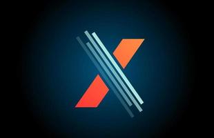 orange blue X alphabet letter logo icon for company and business with line design vector
