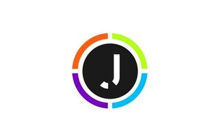 Diseño de icono de logotipo de letra del alfabeto de color j para empresa y negocio vector