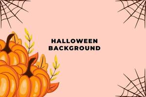 simple hand drawn halloween background with pumpkin,floral and spider web vector