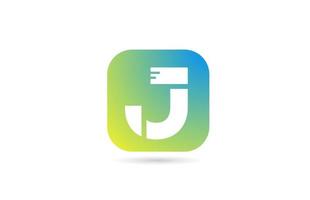 Diseño de icono de logotipo de letra del alfabeto J azul verde para negocios y empresa. plantilla de color pastel vector