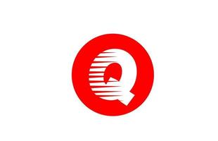 alphabet letter logo Q icon for company and business. Simple icon design for corporate identity with line stripes and red circle vector