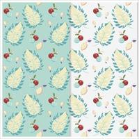 seamless pattern with summer fruits and leaves vector