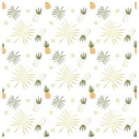 seamless pattern with summer fruits and leaves vector