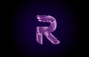 R icono de logotipo de letra del alfabeto azul púrpura para la empresa. Diseño de línea metálica simple para empresas y negocios. vector