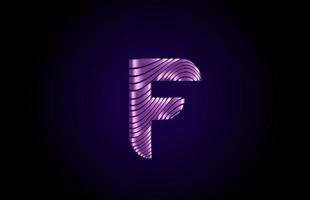 F purple blue alphabet letter logo icon for company. Simple metallic line design for corporate and business vector