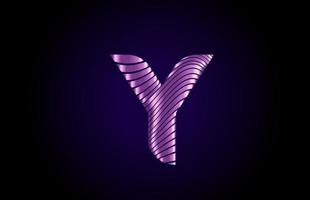 Y púrpura azul alfabeto letra logo icono para empresa. Diseño de línea metálica simple para empresas y negocios. vector