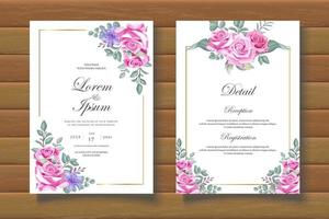 elegante conjunto de tarjeta de invitación de boda floral vector