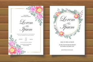 elegante conjunto de tarjeta de invitación de boda floral vector