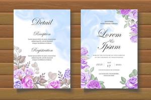 Elegant Floral Wedding Invitation Card Set vector