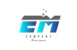EM E M alphabet letter logo combination in blue and grey color. Creative icon design for company and business vector