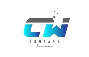 CW C W alphabet letter logo combination in blue and grey color. Creative icon design for company and business vector