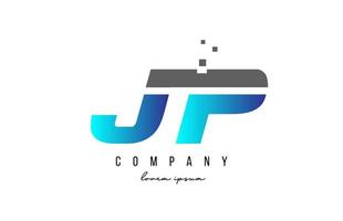 jp jp combinación de logotipo letra del alfabeto en color azul y gris. Diseño de icono creativo para empresa y negocio. vector