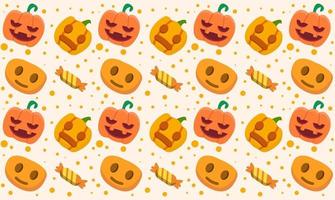 halloween pattern with pumpkins and candy vector