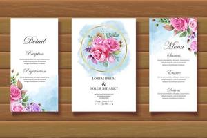 elegante conjunto de tarjeta de invitación de boda floral vector
