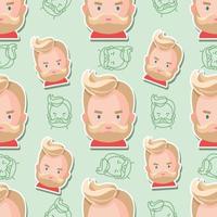 Seamless pattern hipster character flat cartoon vector