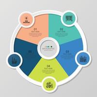 Basic circle infographic template with 5 steps. vector