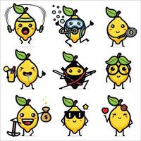 set of cute lemon vector designs