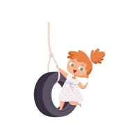 columpio paseos ejercicio gimnástico cuerda para niños diversión atracción niños felices conjunto vector