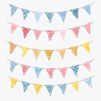 Watercolor flags and bunting garlands for decoration vector