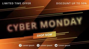 Banner de venta de Cyber Monday con fondo de luz de velocidad vector