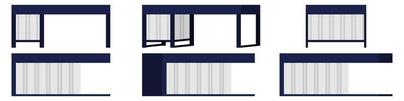 hermosa oficina moderna y mesa de hogar al aire libre con diferentes poses y posiciones con un aspecto moderno vector