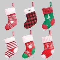 Collection of watercolor christmas stockings vector