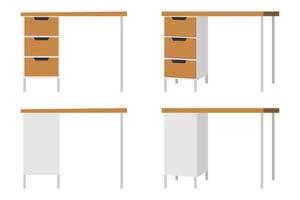 hermosa oficina moderna y mesa para el hogar al aire libre con diferentes poses y posiciones y con cajón vector