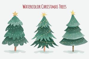 colección de árboles de navidad en acuarela vector