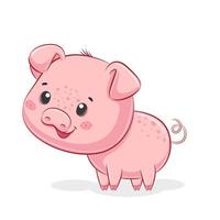 Cute piggy illustration. Vector illustration for baby shower, greeting card, party invitation, fashion clothes t-shirt print.