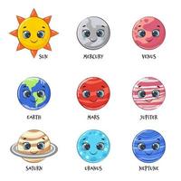 Vector illustration, set of planets of solar system.